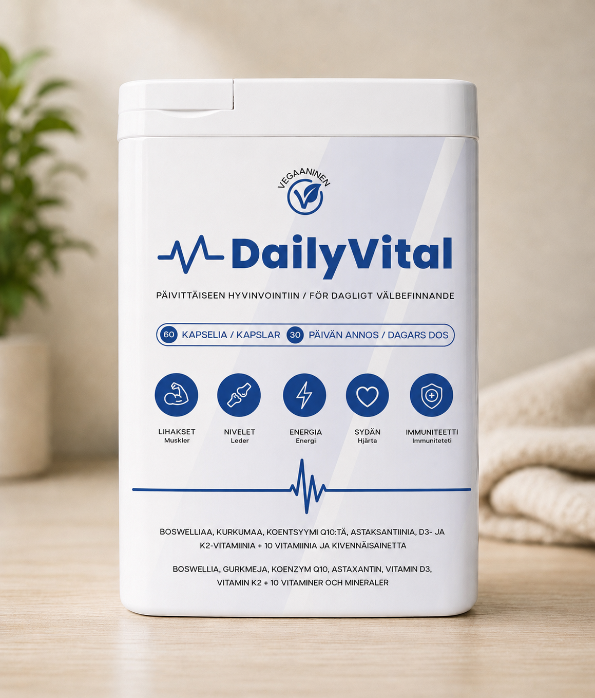 Yksi DailyVital -purkki korvaa viisi sekalaista ravintolisäpurkkia